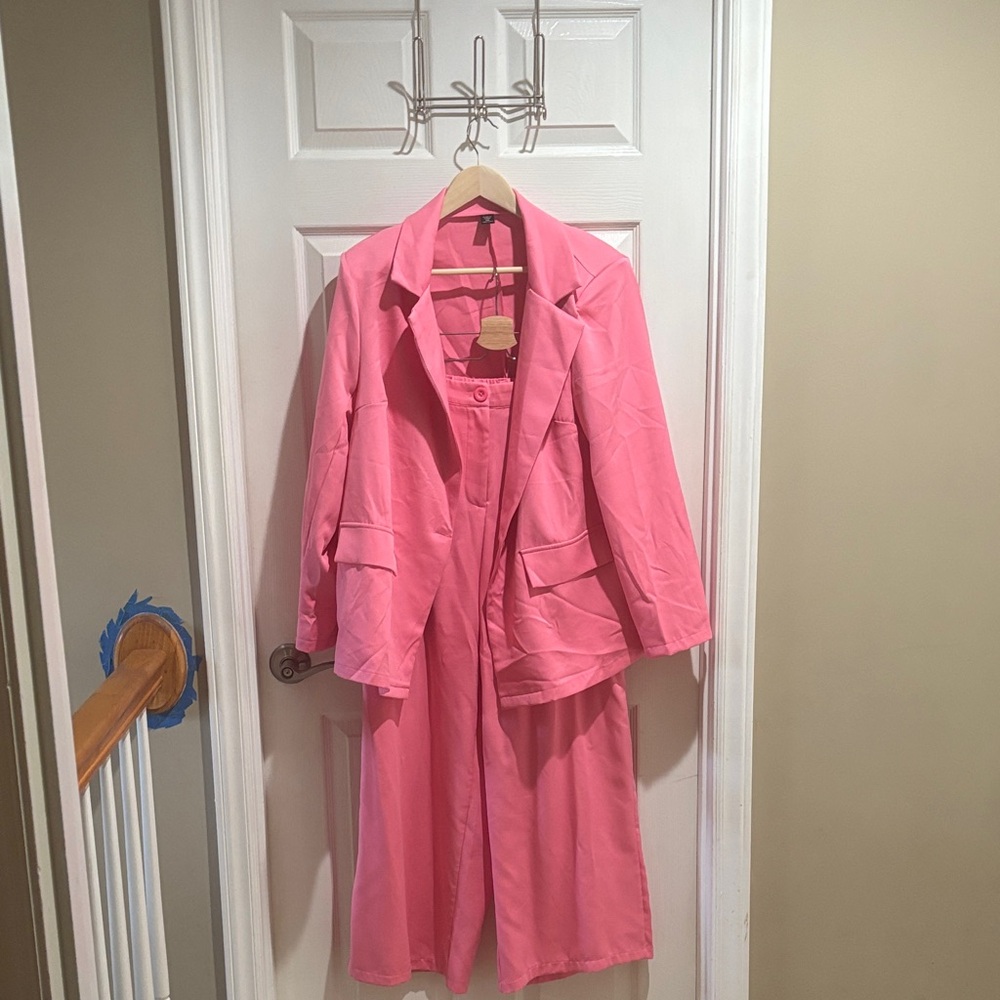 SHEIN Vibrant Pink Blazer and Dress Ensemble